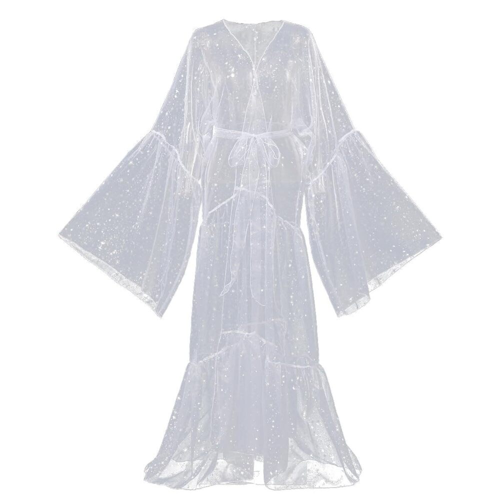 2113 Bell Sleeve Robe Sheer Coat Cosplay Costume Sexy Dress Up
